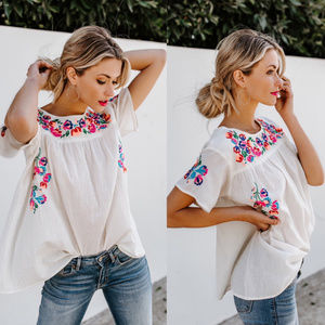 Creme Embroidered Floral Top